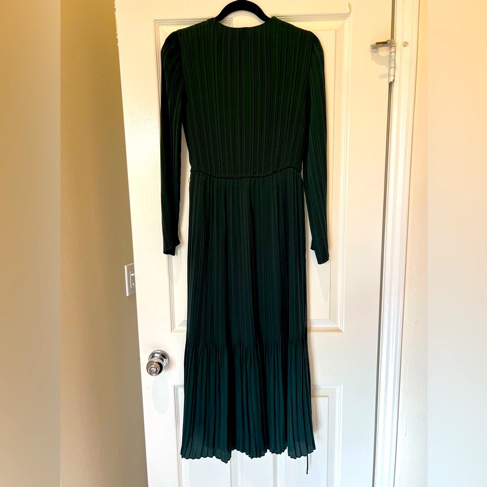 Vince Pleated Satin Long-Sleeve Dress NWT Holiday Ready size:S - Picture 8 of 9